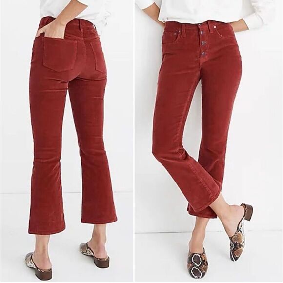 Madewell Cali Demi-Boot Burnt orange Corduroy Jeans Size 29P - Picture 1 of 12